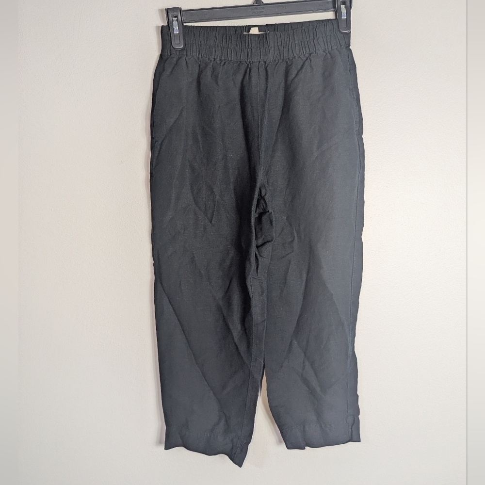 S Madewell Linen Blend Black Pull On Crop Pants